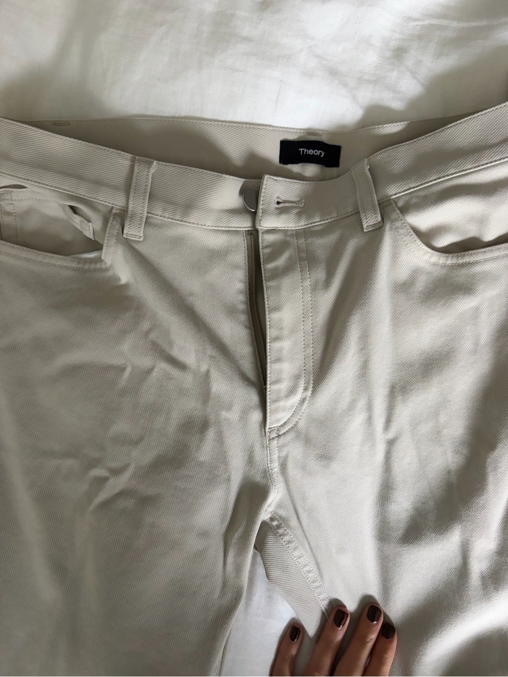 Theory Slim Stretch Chinos in Off-White